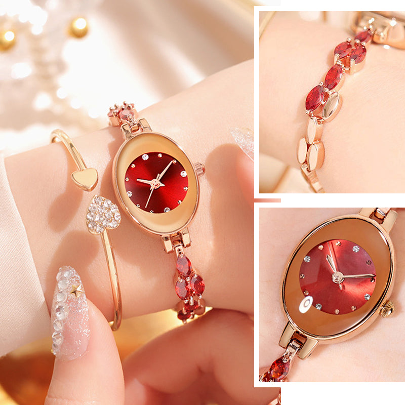 ✨2025 Neues Design🎀⌚Damenarmbanduhr mit farbigem Zirkonia