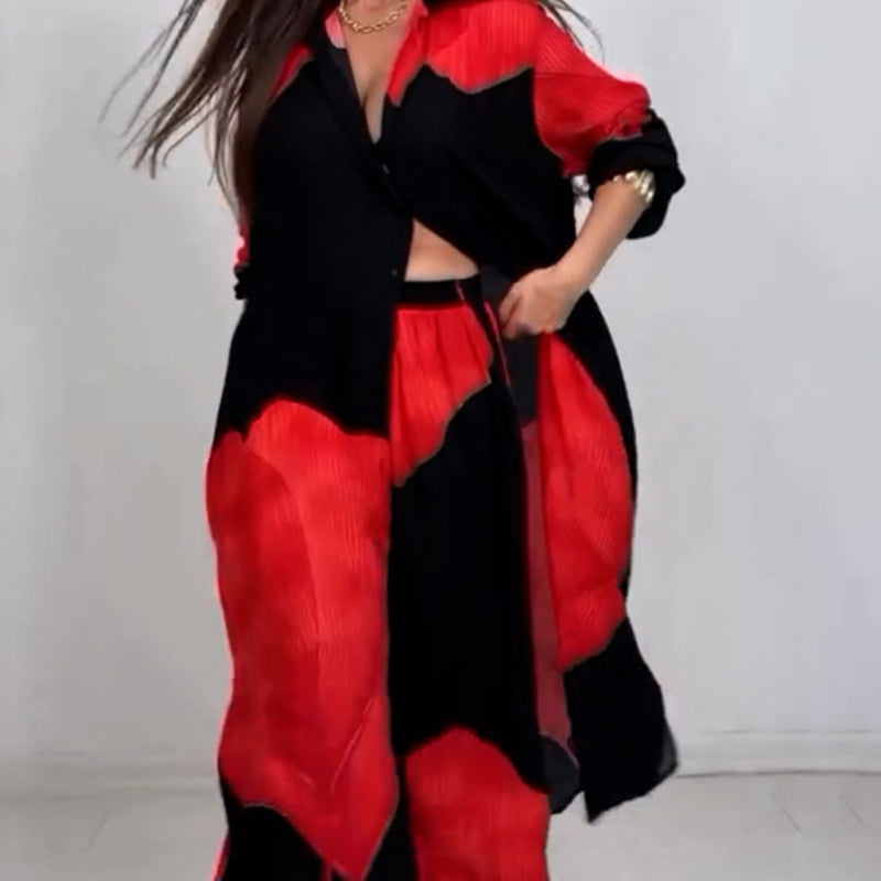 🔥Set aus langem Hemd mit durchgehender Knopfleiste und Hose mit Kordelzug
