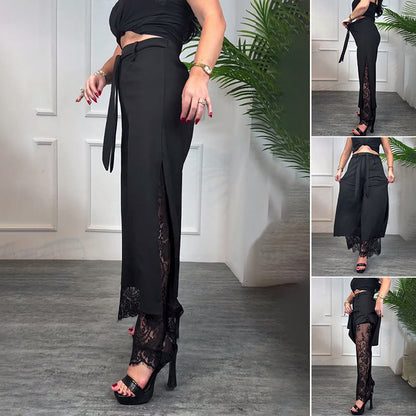 Sexy Damenhose mit weitem Bein und Spitzen-Innenfutter