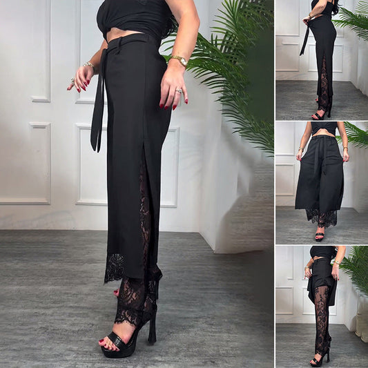 Sexy Damenhose mit weitem Bein und Spitzen-Innenfutter