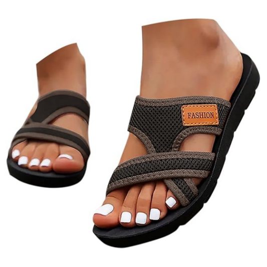 🔥2025 Sommer-Rabatt🩴Bequeme flache Sandalen mit offener Spitze für breite Füße💖