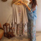 Damen-Set aus locker geschnittener Bluse und Hose mit weitem Bein und Blumenmuster