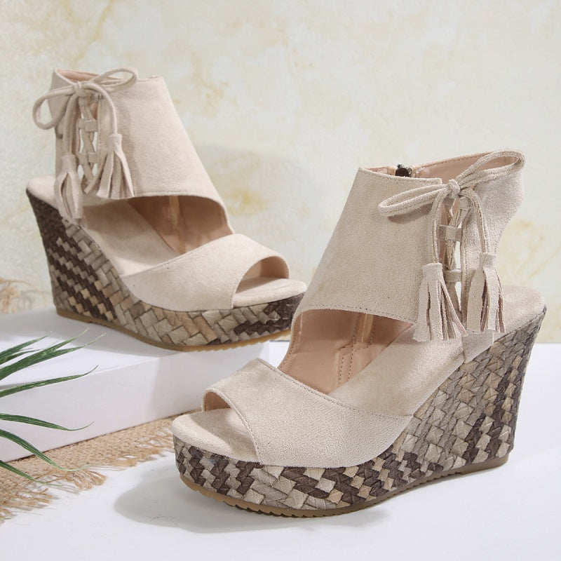 Frauen Quaste Open Tobe Plattform Keilsandalen✨✨