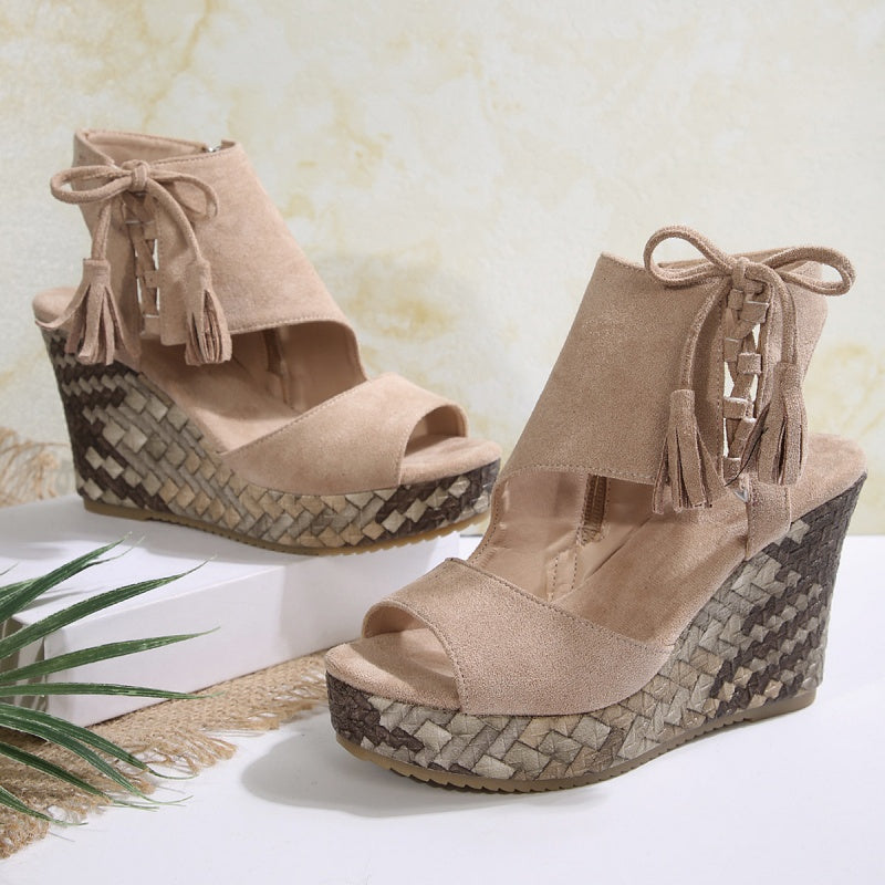Frauen Quaste Open Tobe Plattform Keilsandalen✨✨