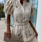 ✨Hot Sale 49% Off🌸Damen Retro Kurzarmkleid mit ausgehöhlter Spitze