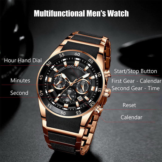 🔥2025 Neues Design⌚Wasserdichte multifunktionale Quarzuhr für Männer