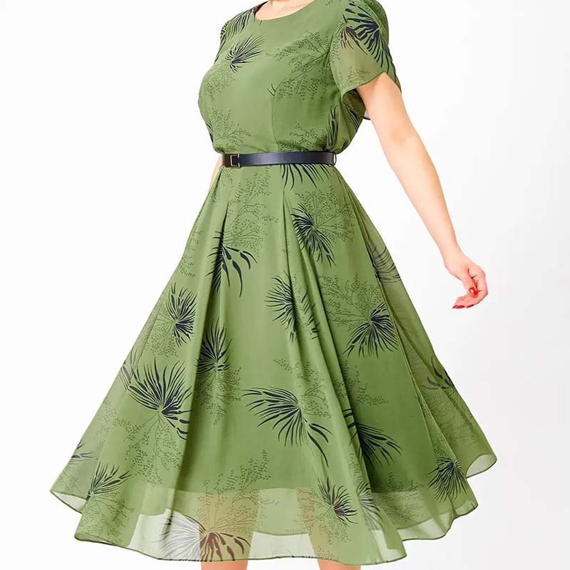 🔥 Damen A-Linie Midikleid mit Gürtel 🌸 Sommer Must-Have Blumenkleid
