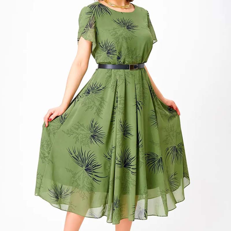 🔥 Damen A-Linie Midikleid mit Gürtel 🌸 Sommer Must-Have Blumenkleid