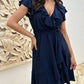 🏖️Sommer-Hot-Sale - 60% Rabatt🌸Elegantes Rüschenkleid mit Taillenschnürung und V-Ausschnitt für Damen
