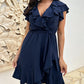 🏖️Sommer-Hot-Sale - 60% Rabatt🌸Elegantes Rüschenkleid mit Taillenschnürung und V-Ausschnitt für Damen