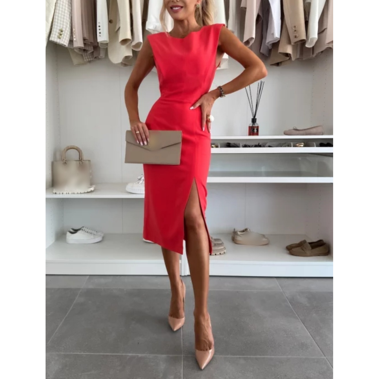 ⏳Begrenzte Zeit 50% Rabatt💥Ärmelloses Damen Bodycon Kleid mit Schlitz