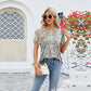 🌟 Kurzärmliges T-Shirt mit Blumenmuster und V-Ausschnitt und Rüschen