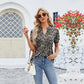 🌟 Kurzärmliges T-Shirt mit Blumenmuster und V-Ausschnitt und Rüschen