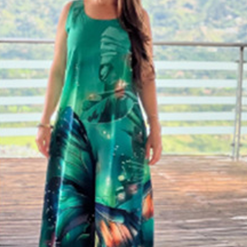 🌸50% rabatt🌸Damen lockeres bedrucktes ärmelloses Maxikleid