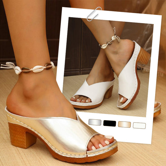 Slip-on-Plateau-Sandalen mit klobigem Absatz