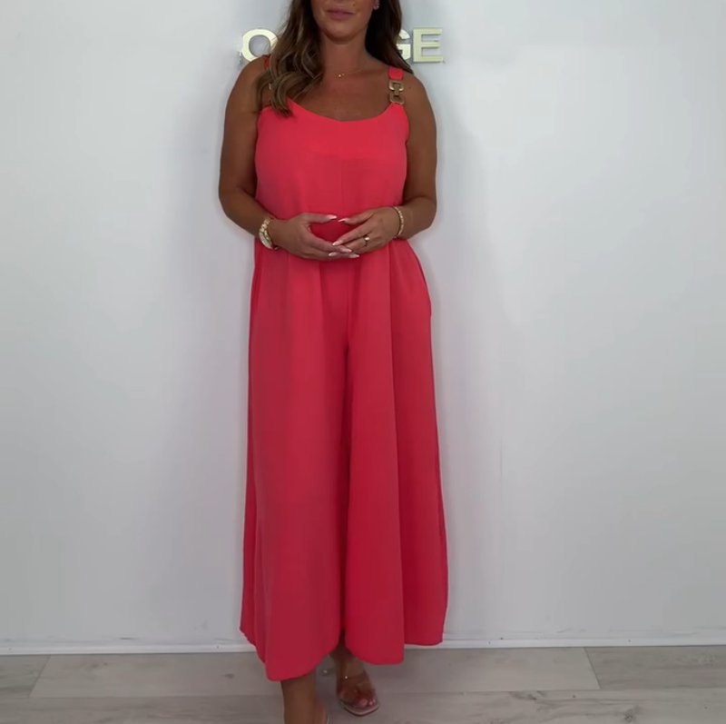 Bequemer und eleganter rückenfreier Jumpsuit in Volltonfarbe für Damen