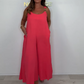 Bequemer und eleganter rückenfreier Jumpsuit in Volltonfarbe für Damen