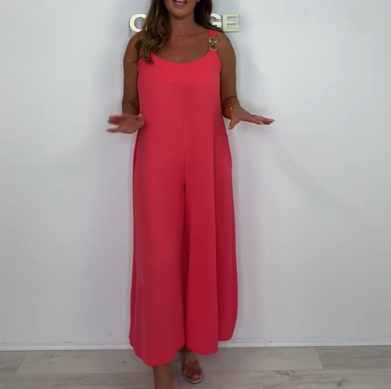 Bequemer und eleganter rückenfreier Jumpsuit in Volltonfarbe für Damen