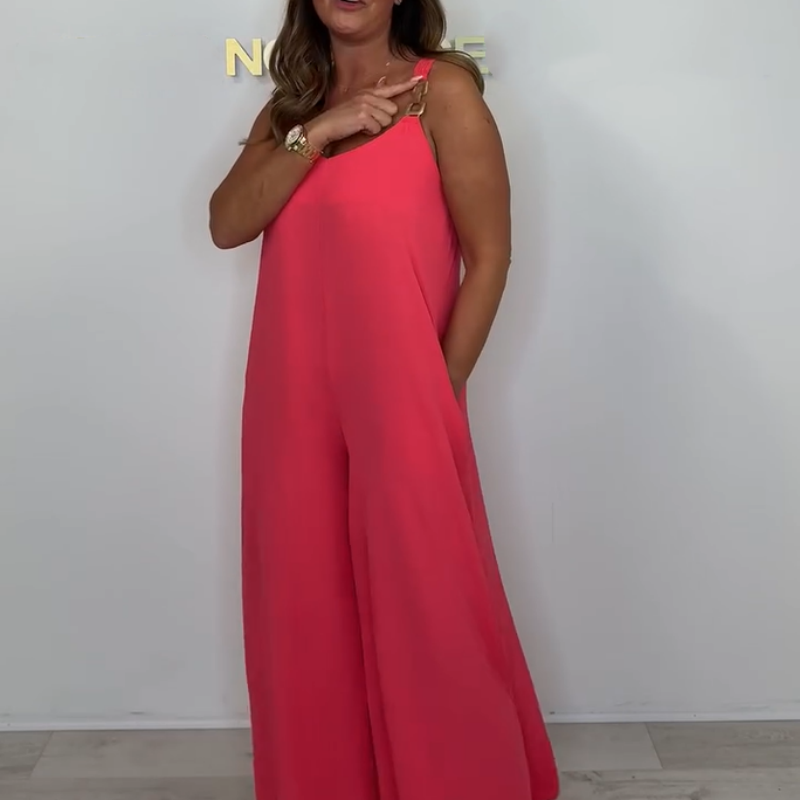 Bequemer und eleganter rückenfreier Jumpsuit in Volltonfarbe für Damen