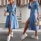 🔥  LETZTER TAG VERKAUF 49% RABATT🔥👗Damen-Jeanskleid mit Knopfleiste und langen Ärmeln