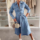 🔥  LETZTER TAG VERKAUF 49% RABATT🔥👗Damen-Jeanskleid mit Knopfleiste und langen Ärmeln