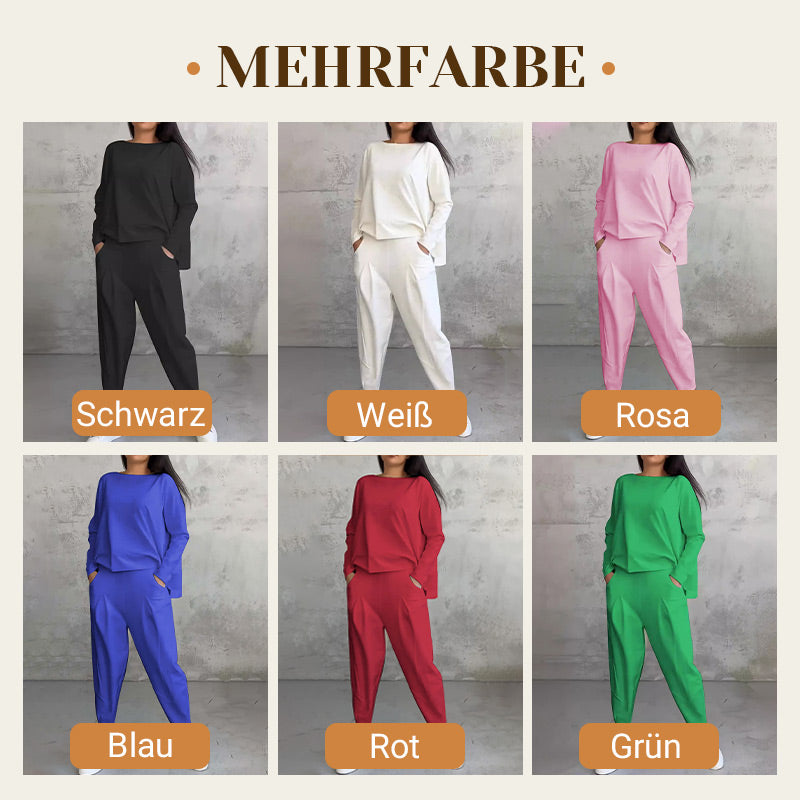 🔥2-teiliges Set mit langärmeligem Oberteil mit Rundhalsausschnitt ＆ Hose💞🔥