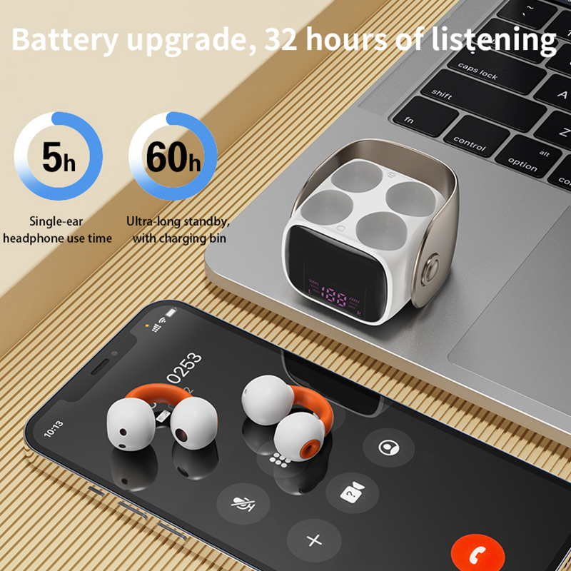 Bluetooth-Headset mit Ohrclip und Digitalanzeige