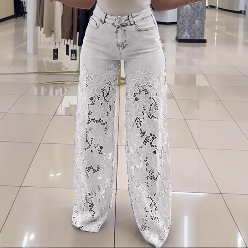 💃Letzter Tag Verkauf 49% Rabatt🌸Gespleißte Jeans mit Spitze🔥
