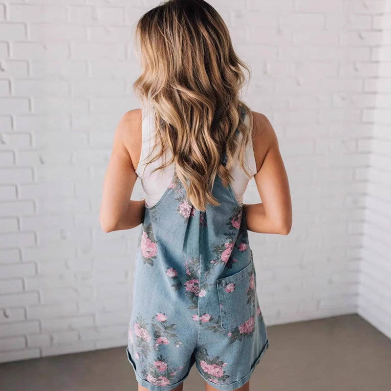 🔥2025 Heiße Produkte🔥Modischer Denim-Overall mit Blumendruck im Vintage-Look