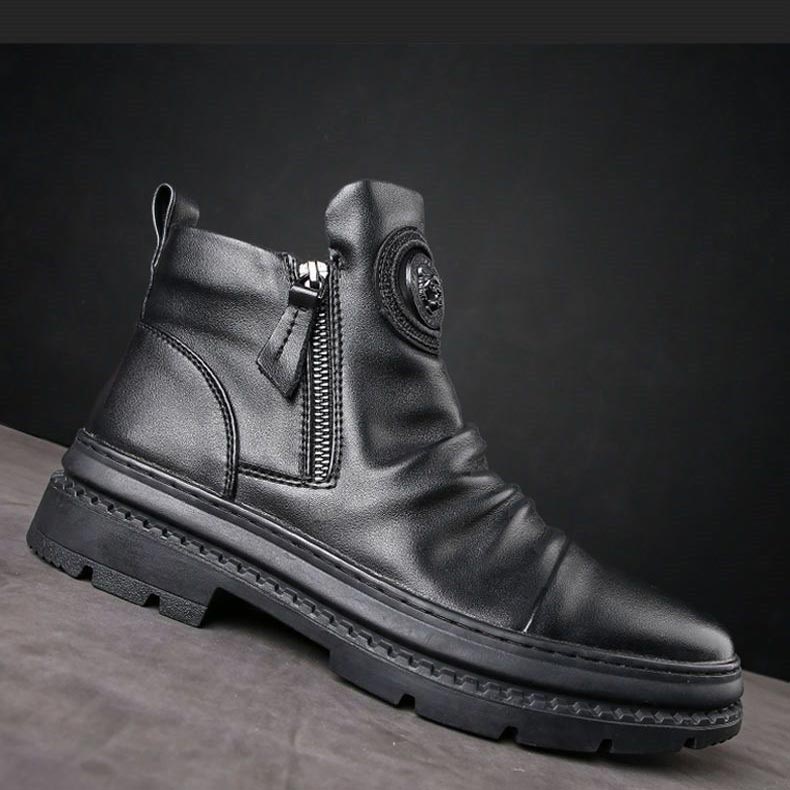 🔥 Klassische Herren Lederstiefel mit seitlichem Reißverschluss - [Bestes Geschenk]