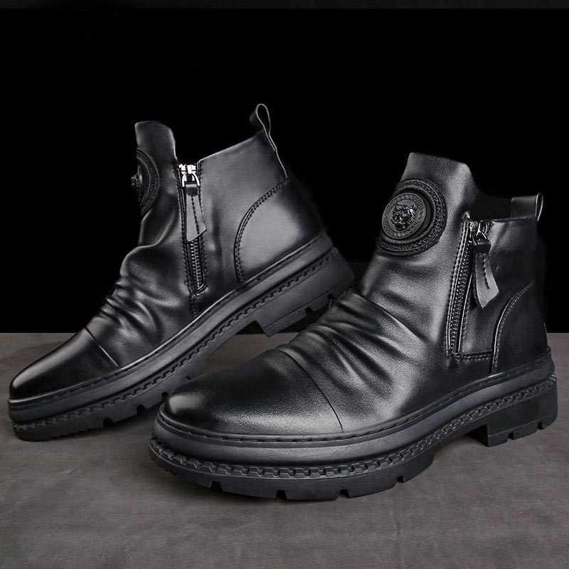 🔥 Klassische Herren Lederstiefel mit seitlichem Reißverschluss - [Bestes Geschenk]