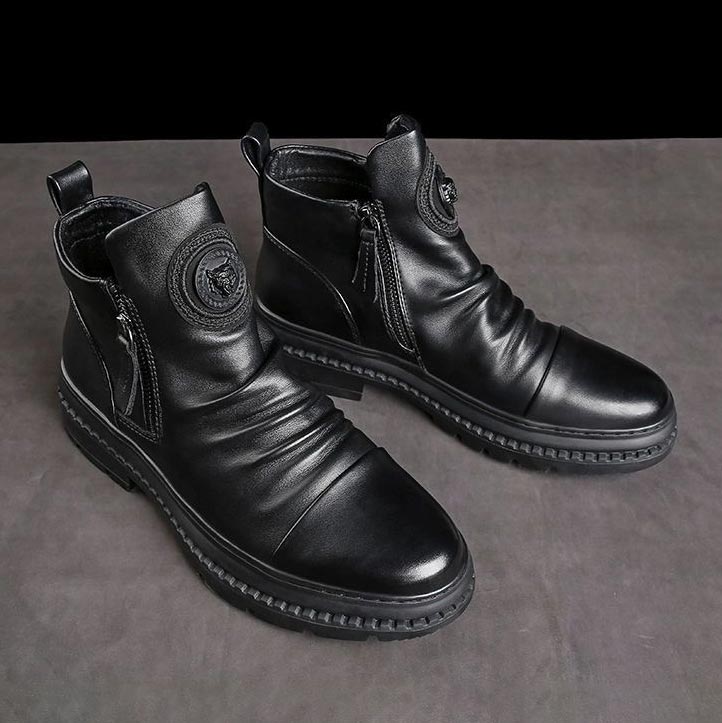 🔥 Klassische Herren Lederstiefel mit seitlichem Reißverschluss - [Bestes Geschenk]