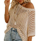 🎁2025 Neuer heißer Verkauf🌈Damen lässig Kurzarm hohl aus Pullover stricken Tops