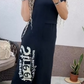 Lässiges, kurzärmliges Kleid mit Seitenschlitz und lockerer Passform für Damen