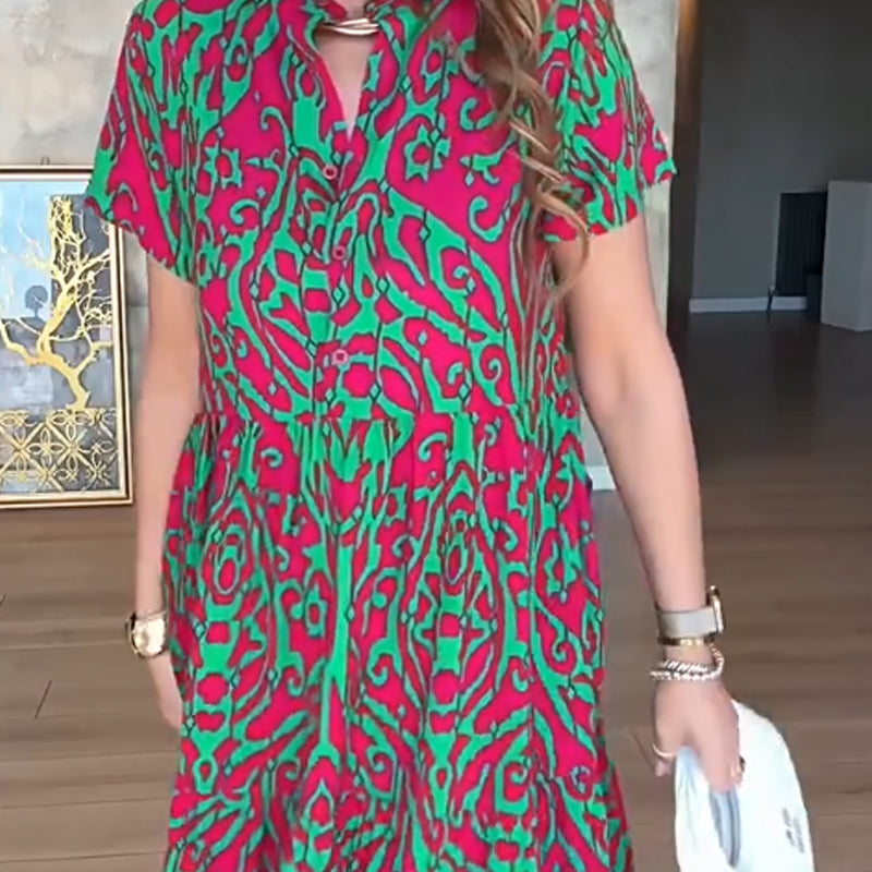Lässiges Damenkleid mit Print und A-Linien-Schnitt