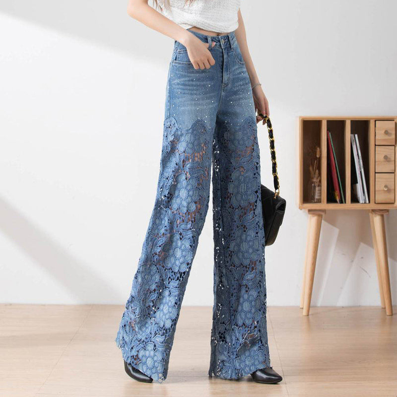 💃Sommermode vorwärts🌸🔥 Gespleißte Jeans mit Spitze