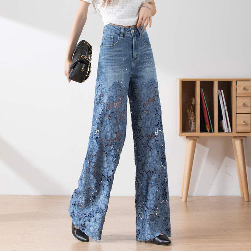 💃Sommermode vorwärts🌸🔥 Gespleißte Jeans mit Spitze