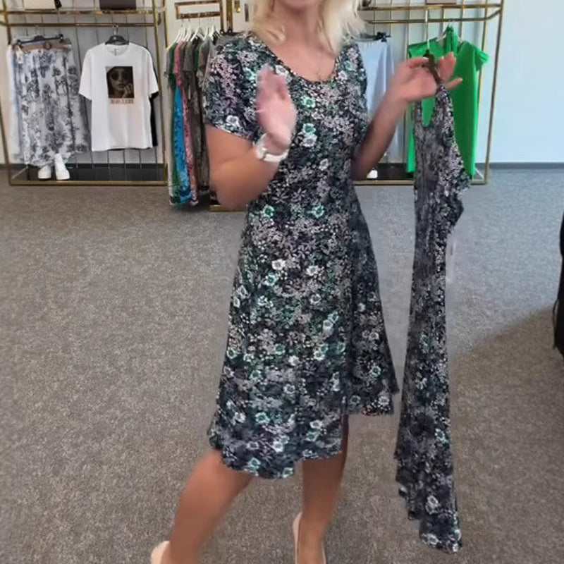 🌸💐Lässiges Damenkleid mit U-Ausschnitt und Blumenmuster