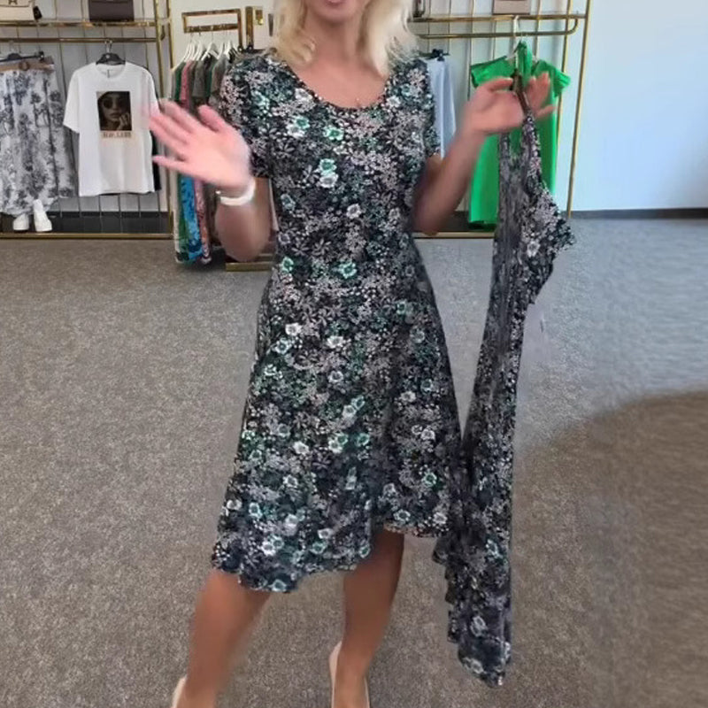 🌸💐Lässiges Damenkleid mit U-Ausschnitt und Blumenmuster