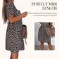 👗Damen V-Ausschnitt Kurzarmkleid –🎨 Atmungsaktives Baumwollgemisch, 🛒Leoparden-/Blumenprint, Vielseitig für Alltag & Freizeit