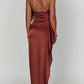 🌟50% Rabatt⏰ Satinkleid in Maxilänge mit Schlitz und Drapierung, One-Shoulder-Design