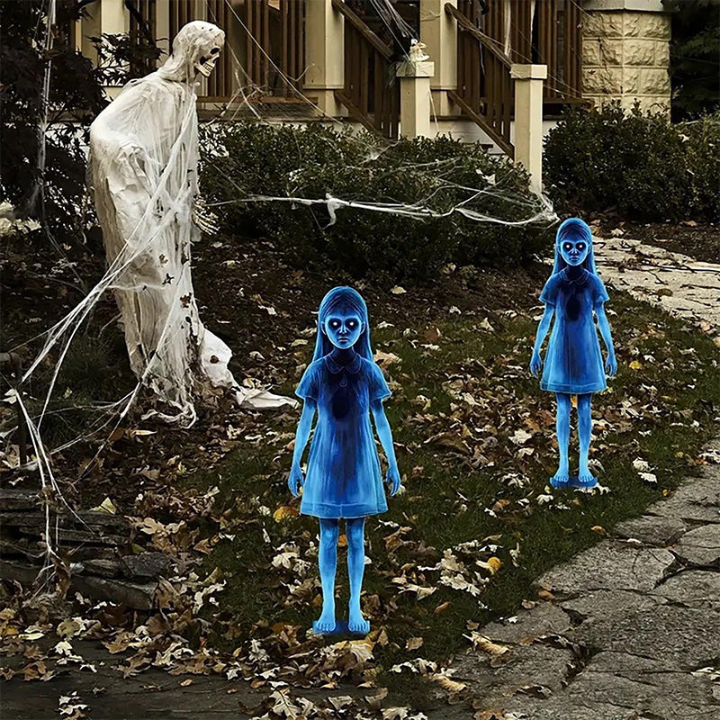 👻Metallische Mädchen-Geisterstatue – Halloween-Gartendekoration komplett aus Metall👻
