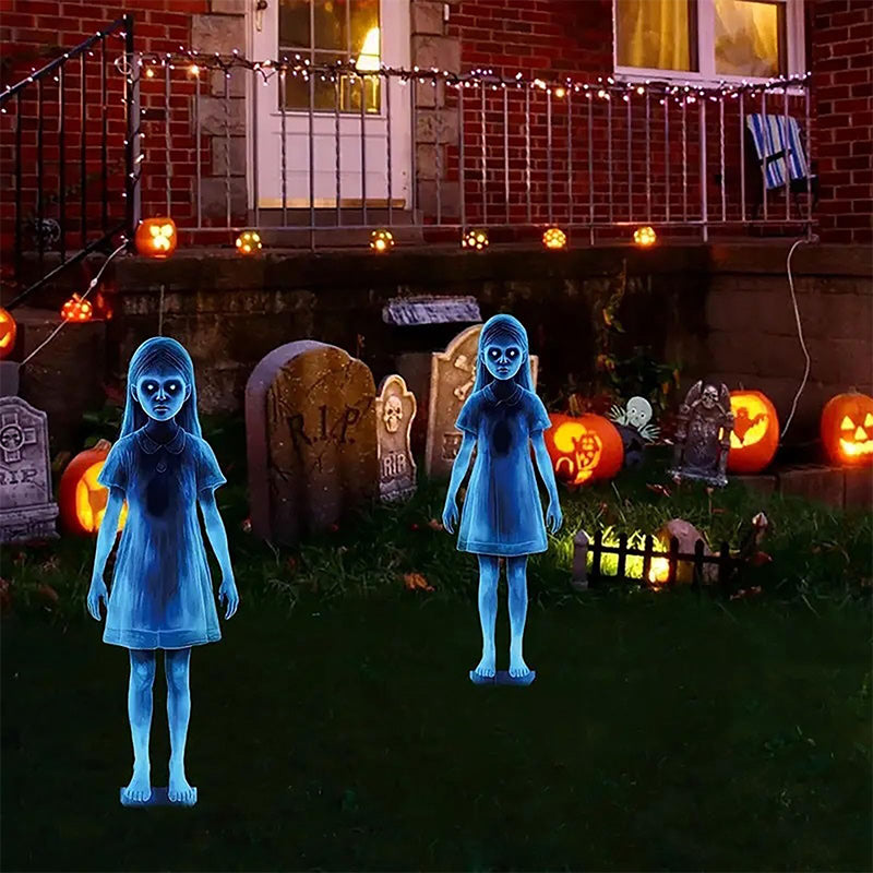 👻Metallische Mädchen-Geisterstatue – Halloween-Gartendekoration komplett aus Metall👻