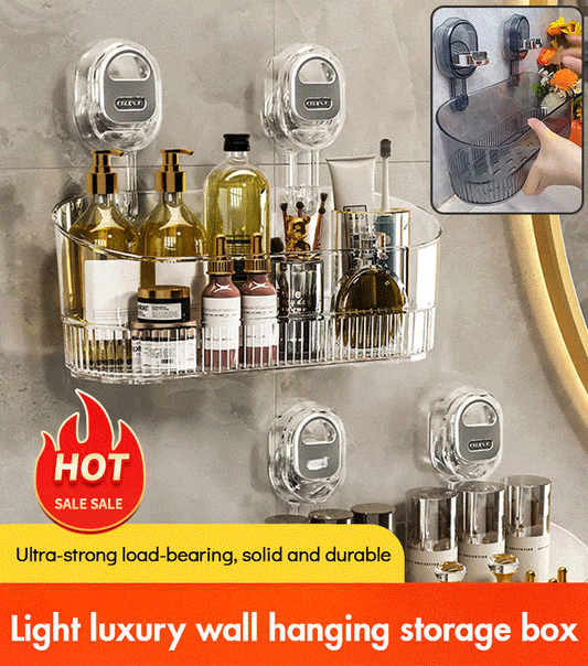 🎅Weihnachtsvorverkauf🎁No-Drill Badezimmer Saug-Aufbewahrungsbox - große Kapazität & starke Tragfähigkeit