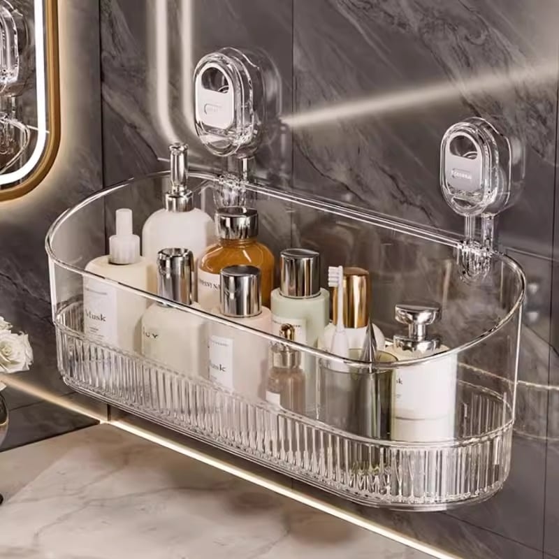 🎅Weihnachtsvorverkauf🎁No-Drill Badezimmer Saug-Aufbewahrungsbox - große Kapazität & starke Tragfähigkeit