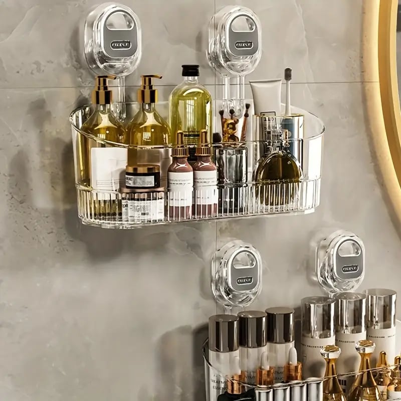 🎅Weihnachtsvorverkauf🎁No-Drill Badezimmer Saug-Aufbewahrungsbox - große Kapazität & starke Tragfähigkeit
