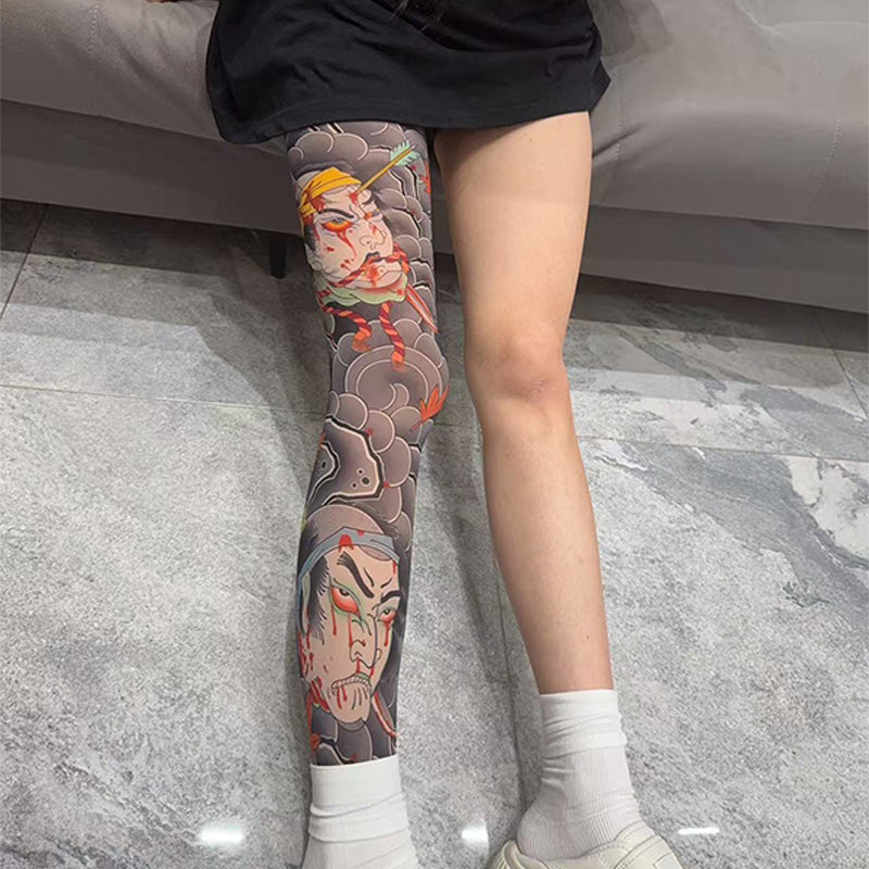 ✨2025 brandneues Design 😎Dehnbare Beinmanschette mit Tattoo-Print