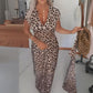 Damenkleid mit V-Ausschnitt und Leopardenmuster