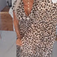Damenkleid mit V-Ausschnitt und Leopardenmuster