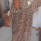 Damenkleid mit V-Ausschnitt und Leopardenmuster